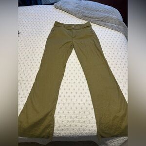 CAbi Olive-Tan High Waist Wide Leg Pants